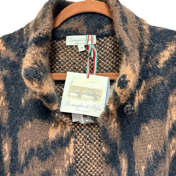 NWT Le Maglie Di Sofía Mohair Blend Animal Tiger Print Longline Teddy Coat Small - Picture 5 of 6